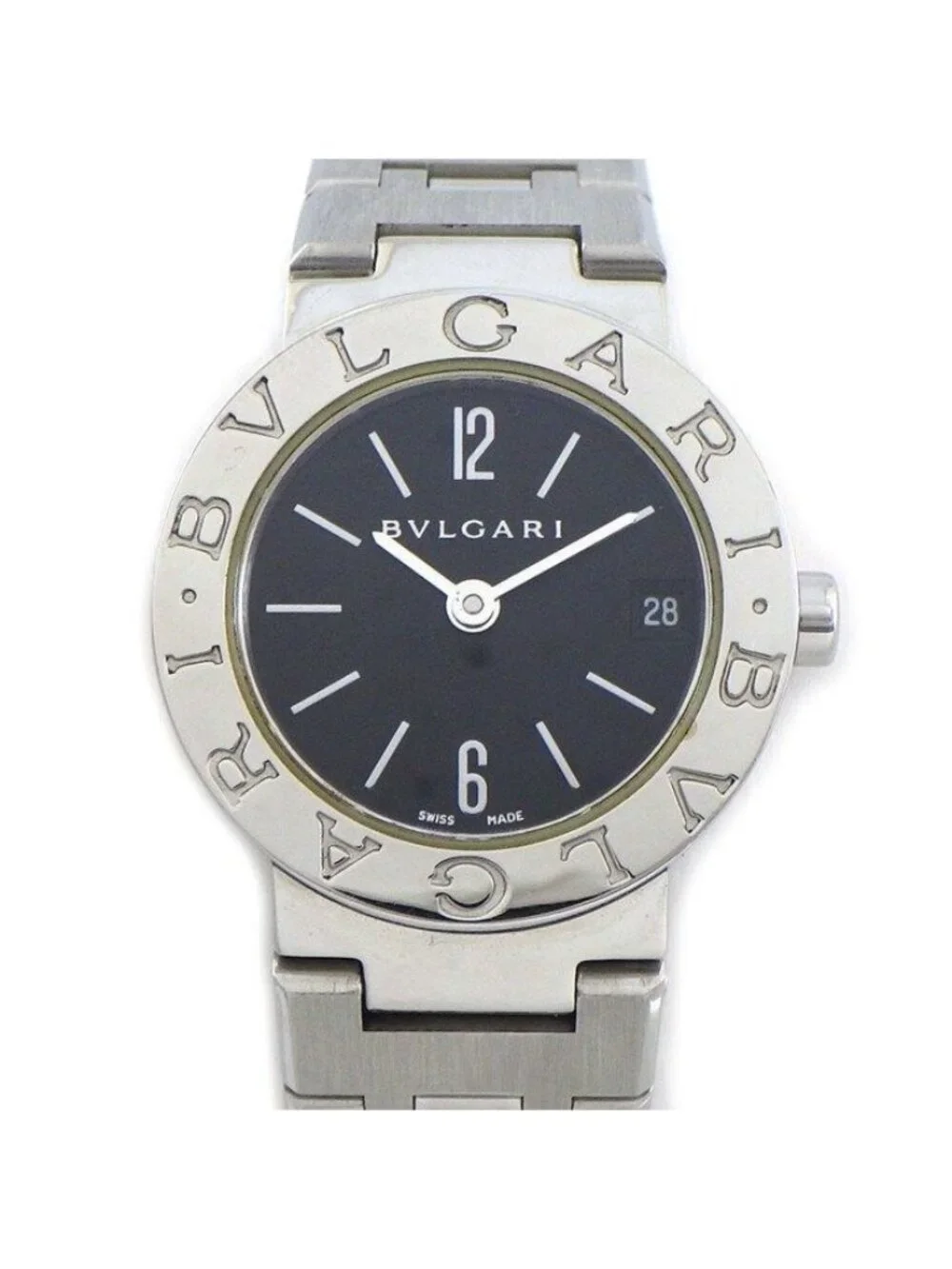Bvlgari Watch Black Dial Date SS Quartz Analog